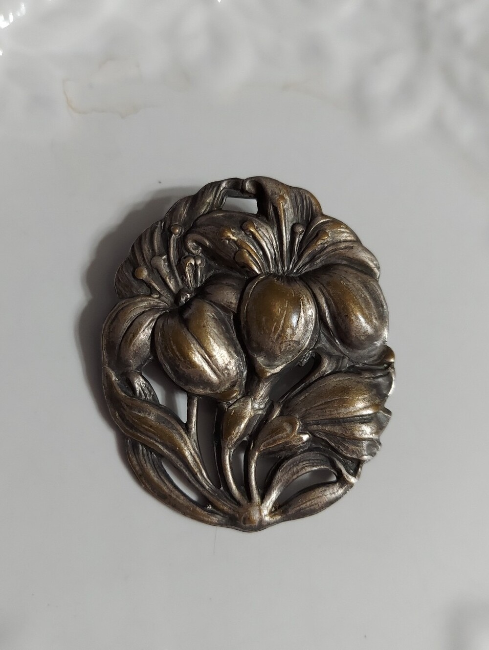 Antique Sterling Art Nouveau Style Floral Pendant & Brooch/Pin Makers Mark Rare
